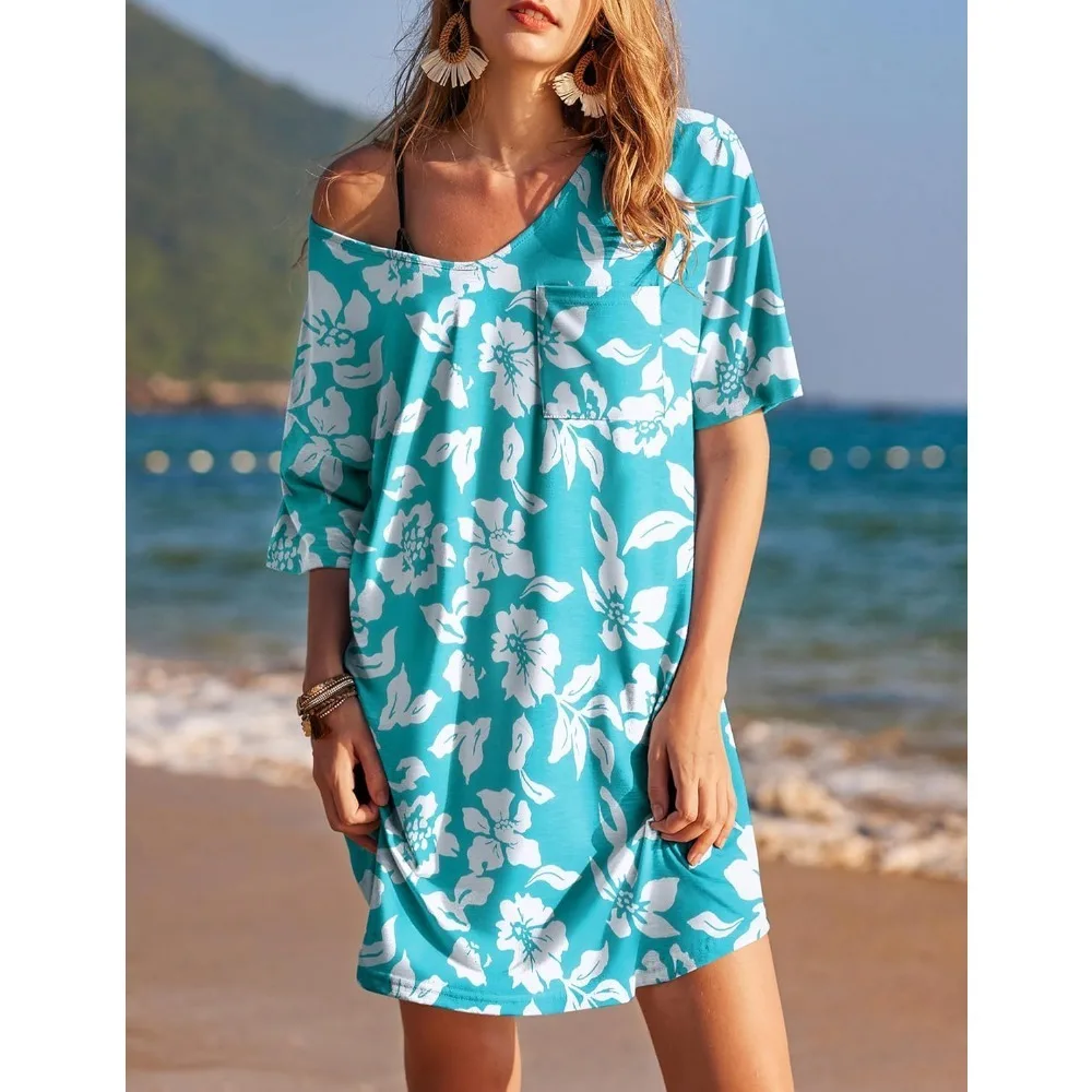 Maglietta da donna Camicia da notte in cotone con scollo a V Camicie da notte Comoda camicia da notte casual per donna L