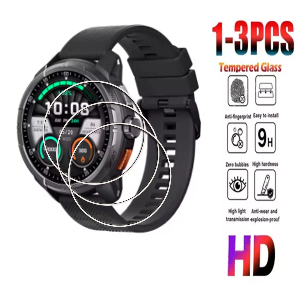 1-3pcs vidro temperado premium para haylou solar ultra gps smartwatch protetor de tela de 1.6 ''película transparente anti-arranhões