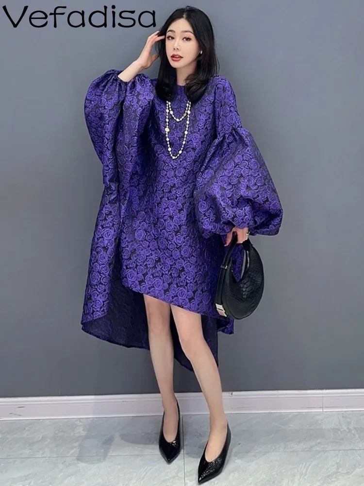 2024 Spring Summer New Korean Fashion Casual Large Dress Personalized Casual Women Wear Flower Trendy Dress Purple ZY582