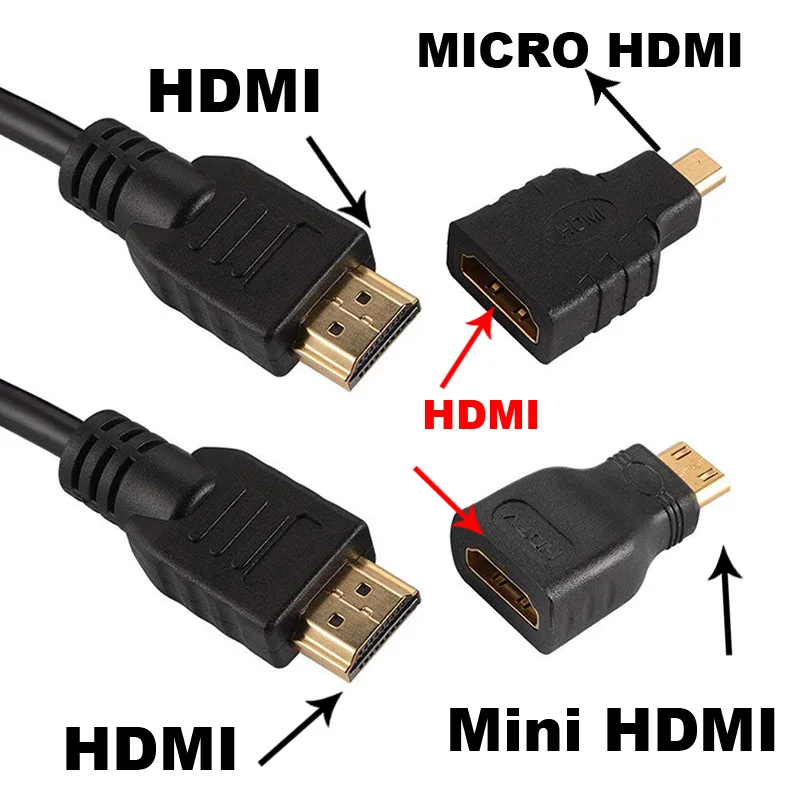 Cable de vídeo Compatible con HDMI, 1,5 m, chapado en oro, 1,4 4K, 1080P, 3D + MICRO MINI HDMI a HDMI hembra para divisor de HDTV