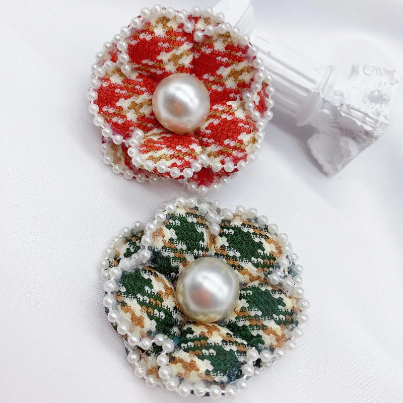 High-Grade Camellia Applique Fashion Brooch 3D Flower Pearl Patch Accessories