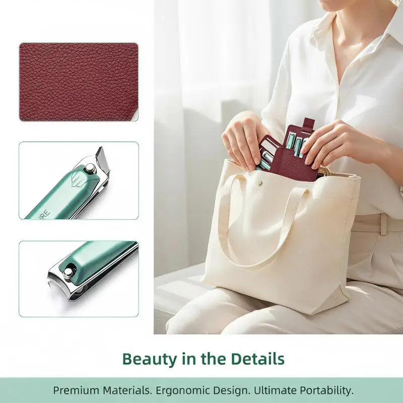 Manicure Set 4/5 Pcs Carbon Steel Multi-scenario Sharp Nail Care Kit with Compact PU Leather Case for Trip Home Gift
