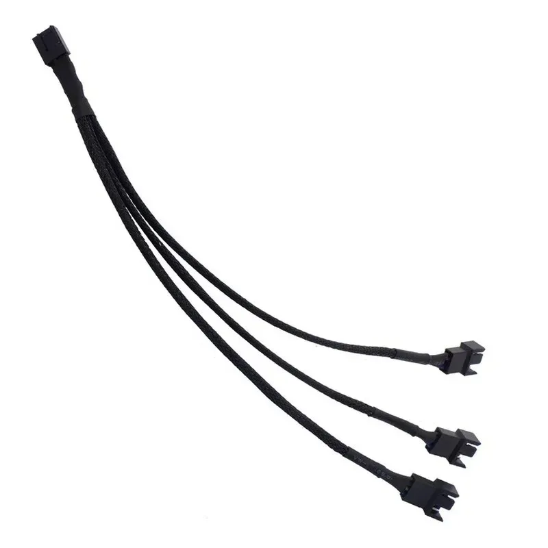 4-pin 1 to 3 Way PWM Fan Splitter Cable Cooled 1 to 3 Way Tap Sleeve Extension Braided Cable Extension fan connector