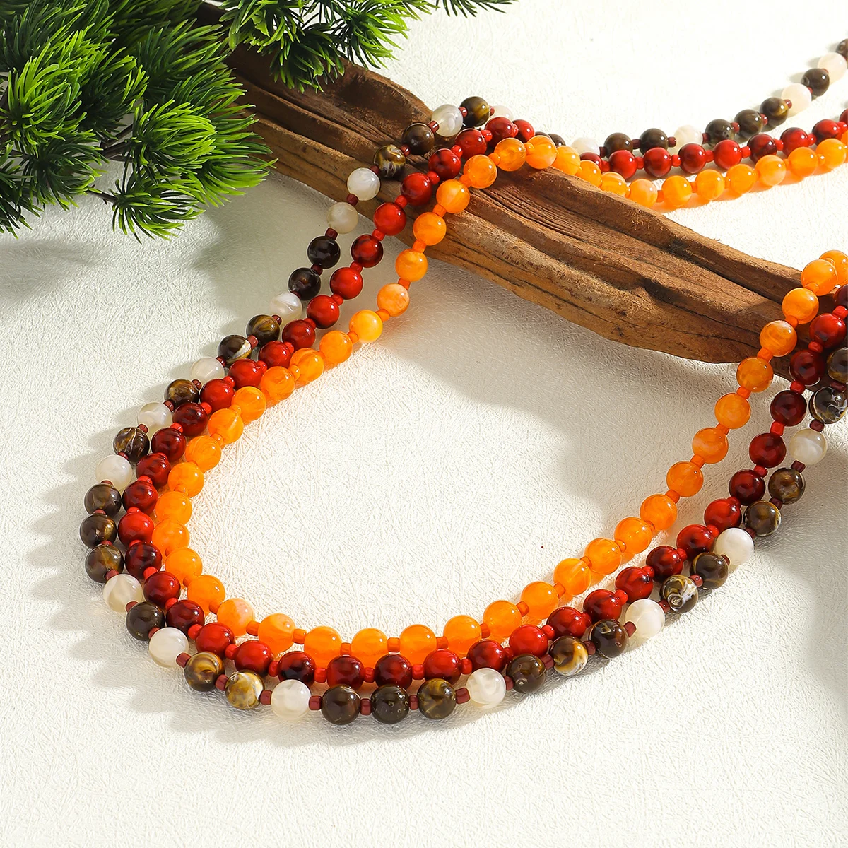 ZAA 3 Layer Beaded Neckalce For Women Bohemia Handmade Stone Beaded Charm Jewelry Banquet Party Decoration Accessories Gift