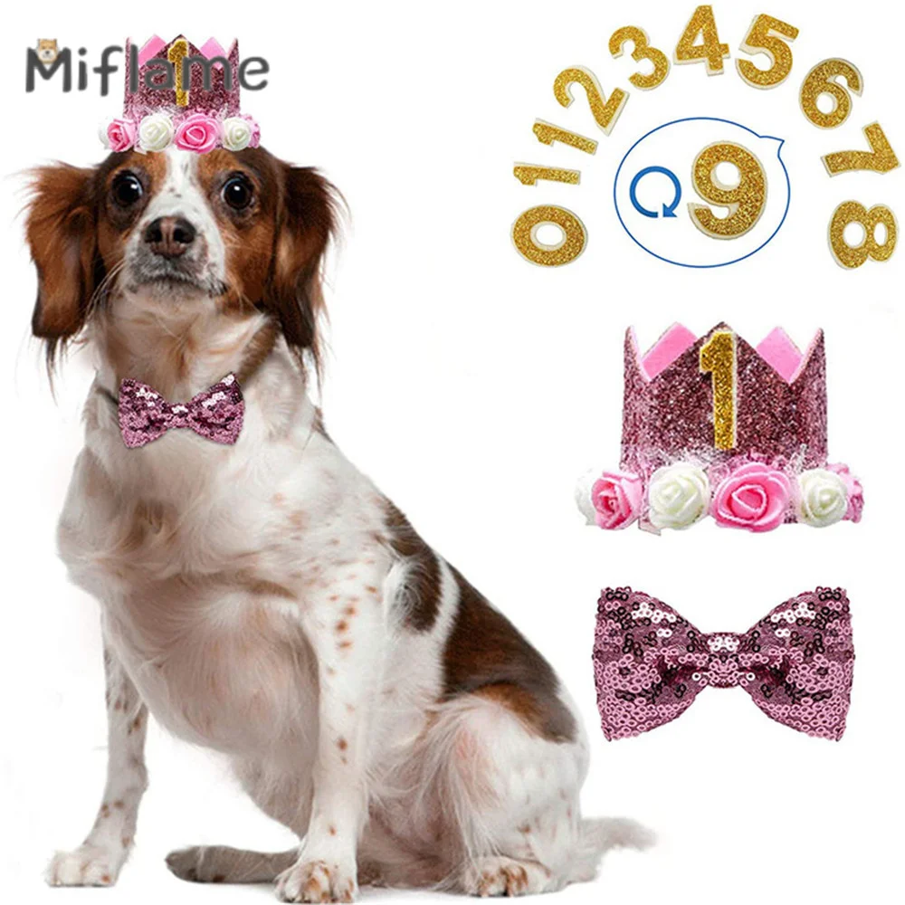 

Miflame Party Dog Hat Princess Dog Bandana For Pet Supplies Set Birthday Decorations For Dog Triangle Labrador Alaskan Supplies