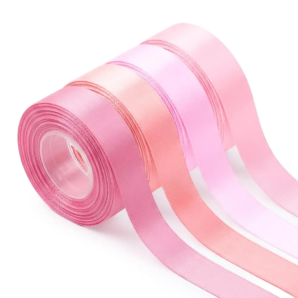 

Pink Satin Ribbon, 3/8 Inch Double Faced Fabric Ribbon, 4 Rolls Total 16 Yards Mixed Pink for Easter Decor, Baby Shower, Birt