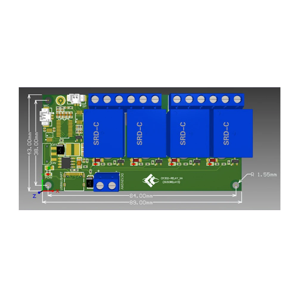 

4CH Offline Voice Relay Module Smart Voice Control Switch High Recognition Sensitivity Multi-tone Support Secondary Development