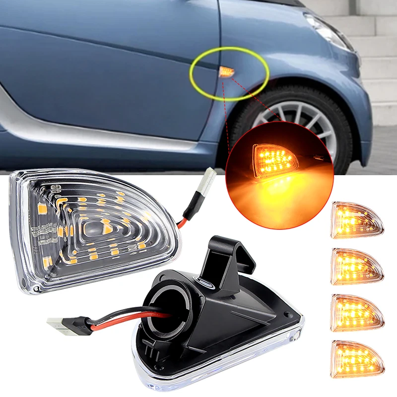 

For Smart Fortwo 451 MK1 & MKII 2007-2015 2PCS Smoked Lens Amber LED Dynamic Side Marker light Turn Signal lights Arrow Flasher