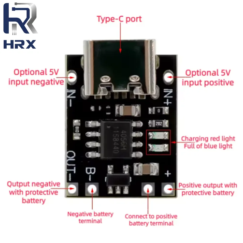 Panel de carga de batería de litio ultrapequeño USB tipo C, módulo de cargador de batería de litio ternaria de 1A, 3,7 V, 4,2 V
