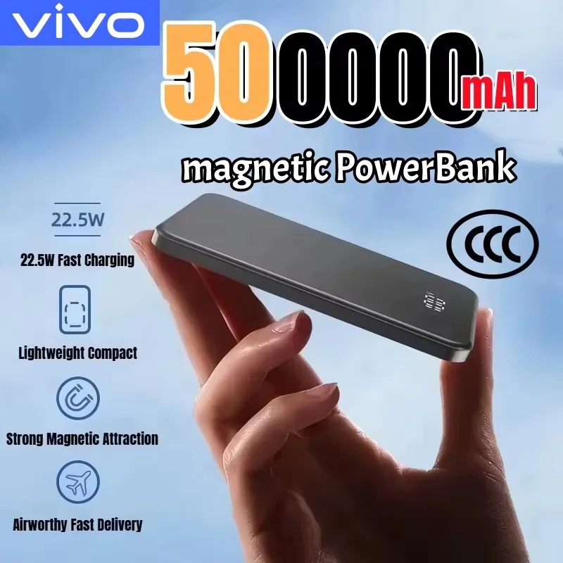 

Новый магнитный внешний аккумулятор емкостью 500000 мАч, портативный беспроводной внешний аккумулятор PD22.5W с быстрой зарядкой для Magsafe для iPhone Samsung 2026