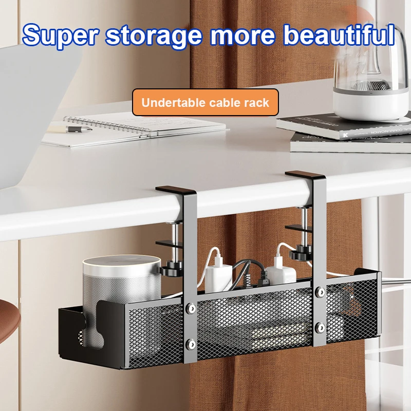 Undertable Storage Rack Metal Cable Tray Adjustable Computer Desk Wire Organizer without Perforated Home Storage Accessories image 3