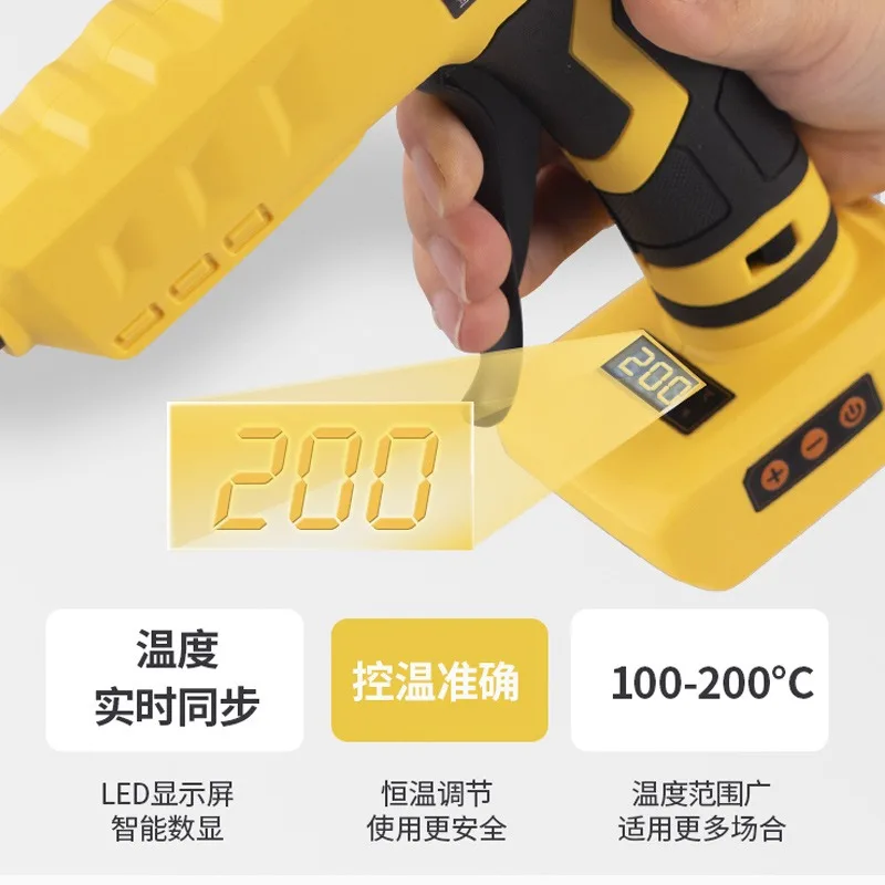 Lithium Battery Hot Melt Glue Gun Wireless Digital Display Adjustable Temperature Single Power Supply Hot Air Gun