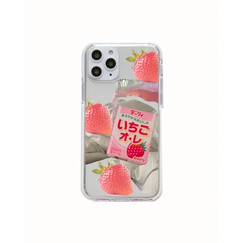 INS Cat Fruit Doll Ice Cream Phone Case For iPhone 16 15 14 13 12 11 Pro Max Mini X XS XR SE 7 8 Plus Transparent Cover Fundas