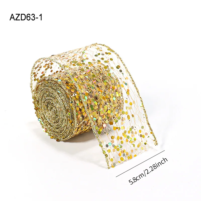 

2M New Ribbon Sequin Shiny Gold Ribbons DIY Gift Packaging Box Bow for Christmas Tree Decoration Wreath Decor Wedding Decoration
