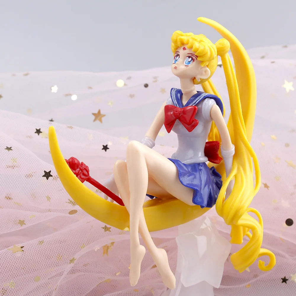 Cartoon Sailor Moon Beautiful Girl Water Ice Moon Kawaii Anime Action Figure Scene Doll Collectible PVC Model Toy Birthday Gift