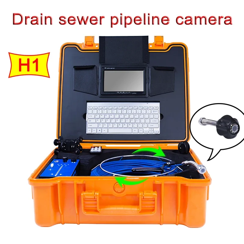 

HD 1080p Drain Sewer Pipeline Camera Type Function Endoscope H1 Pipe Inspection System with ABS Box Meter Counter Remote Control