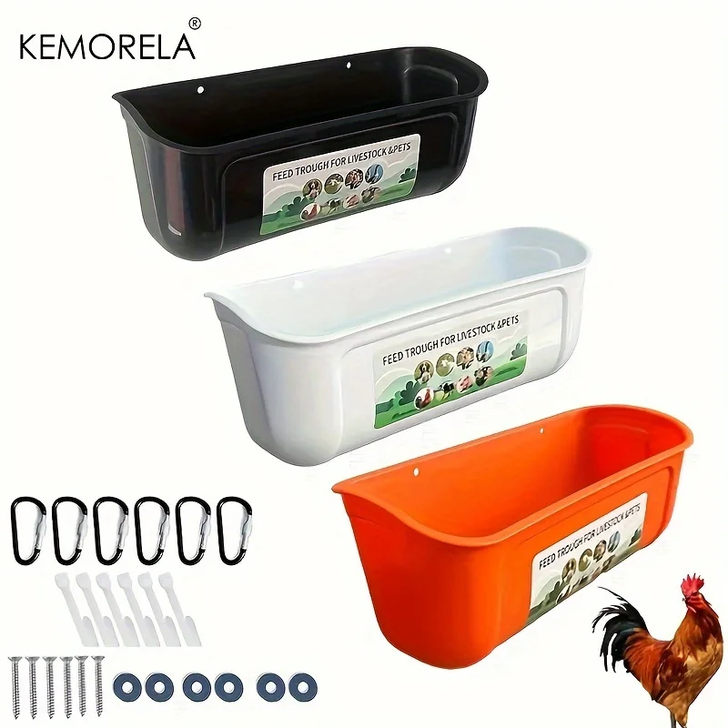 

KEMORELA 1 шт. Большая подвесная кормушка для курицы - без беспорядка для фермы, птицы, утки, гусей - прочная просторная раковина, монтируемая на заборонии