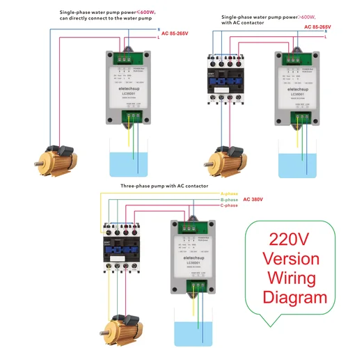 Imagen 2 del producto DC 12V 24V AC 110V 220V 304 impermeable a prueba de herrumbre Sensor de nivel de líquido de agua sonda 30A bomba de agua controlador de arranque automático
