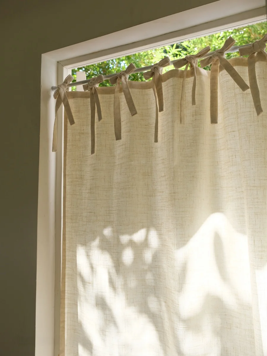 

Hegaly Linen Texture Door Curtain Light Beige f Curtain Tie-On Simple Modern Japanese Nordic Sle Room Divider Curtain