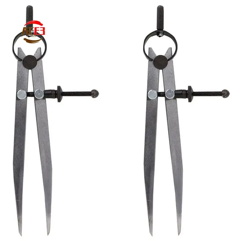 AEE3-2Pcs 6 Inch Adjustable Lockable Steel Divider Wing Leather Compass