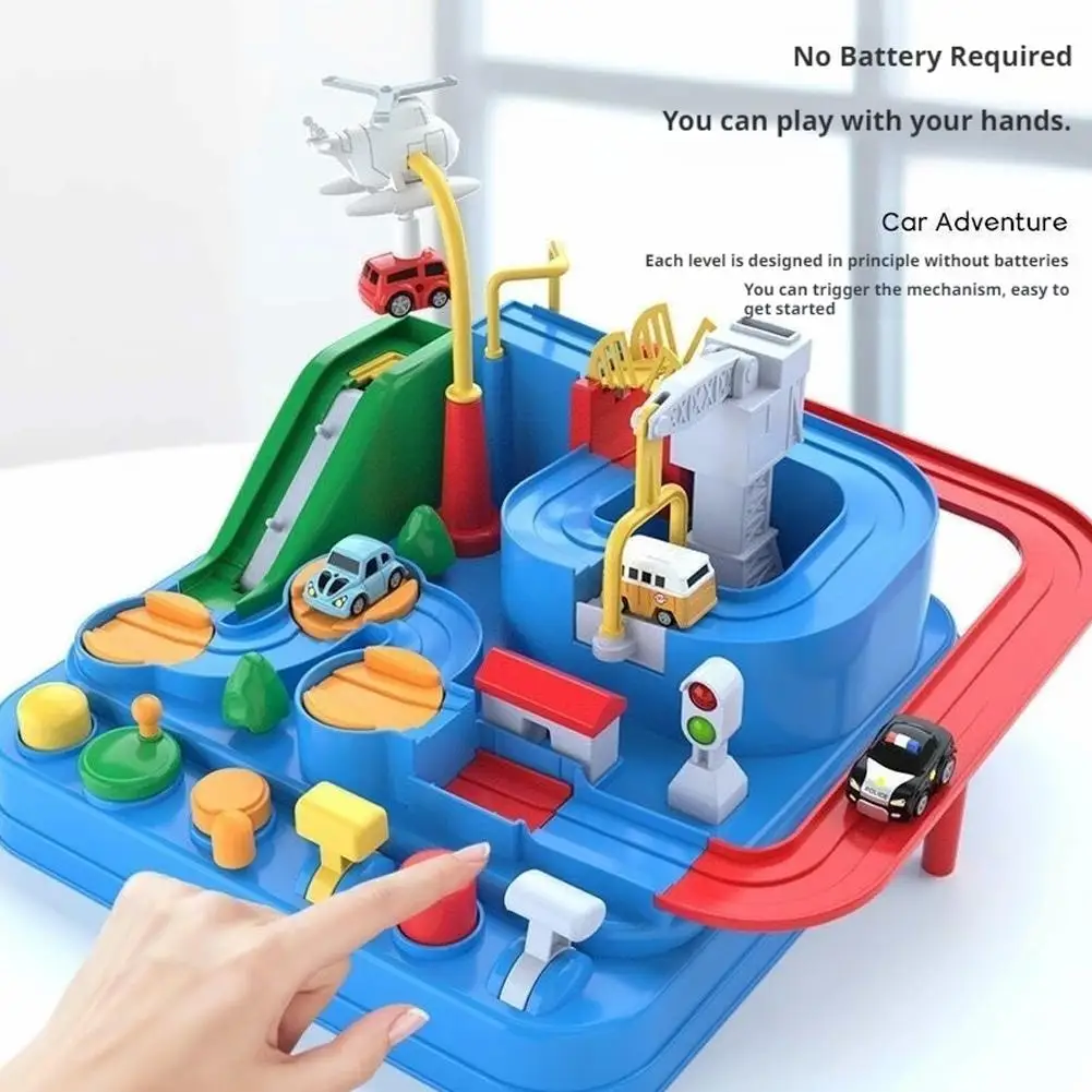 Creative Red&Blue Racing Rail Car Model Inertia Coastdown Parent-child Interaction Track Adventure Game Plastic Puzzle Game Game