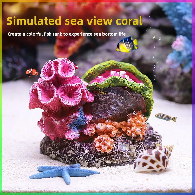 

SYSENCIAGA Artificial Coral Tree with Cave, Reef Tank Hideout Decor - Realistic Rock & Coral Ornament for Saltwater Aquarium