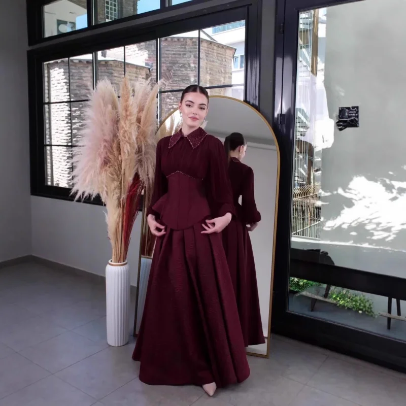 

2025Summer new style elegant and feminine long-sleeve waist-cinching long dress for women