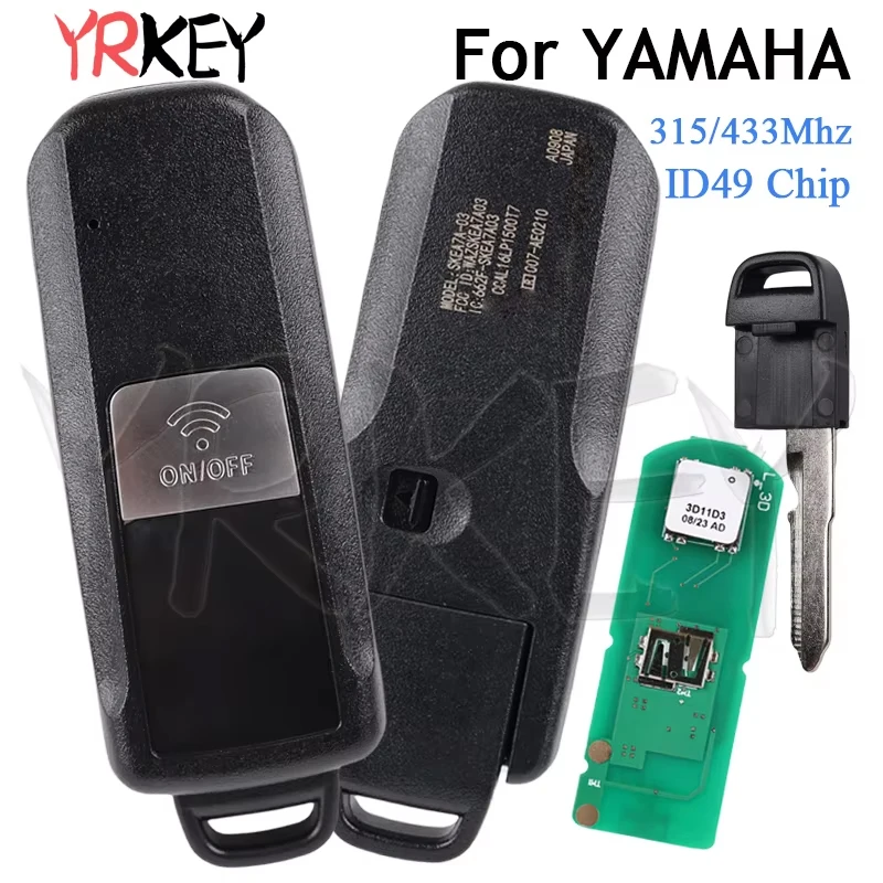 

YRKEY Smart Car Keys Fobs for YAMAHA Motorcycle TMAX560 TMAX530 2016-2021 Auto Remote key 315/433Mhz ID49 Chip Uncut Key Blade