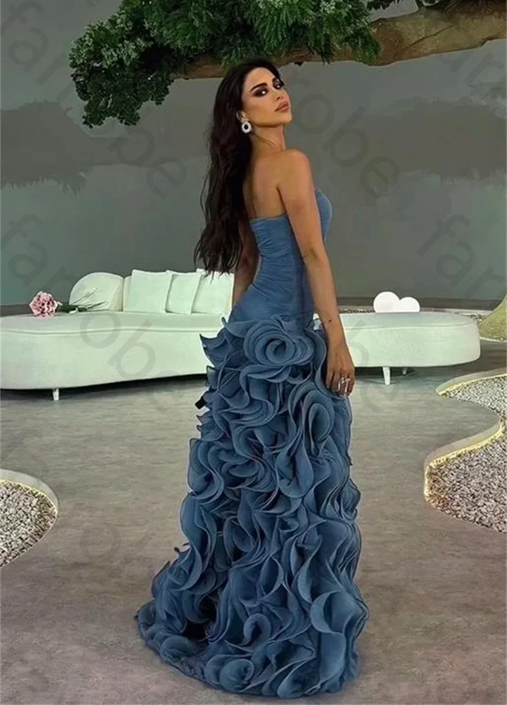 Customized Sexy Strapless Backless Homecoming Dresses A-line Pleat Ruched Evening Gowns Floor-Length Dress Wedding Party Gown