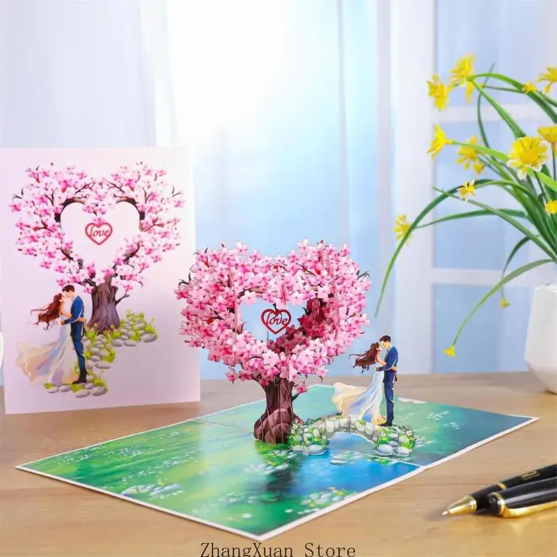 3D-Popup-Valentinstagkarte für einzigartige Partyfeiern, handgefertigte Grußkarte mit Umschlag, elegantes Geburtstagsgeschenk – Detail 8