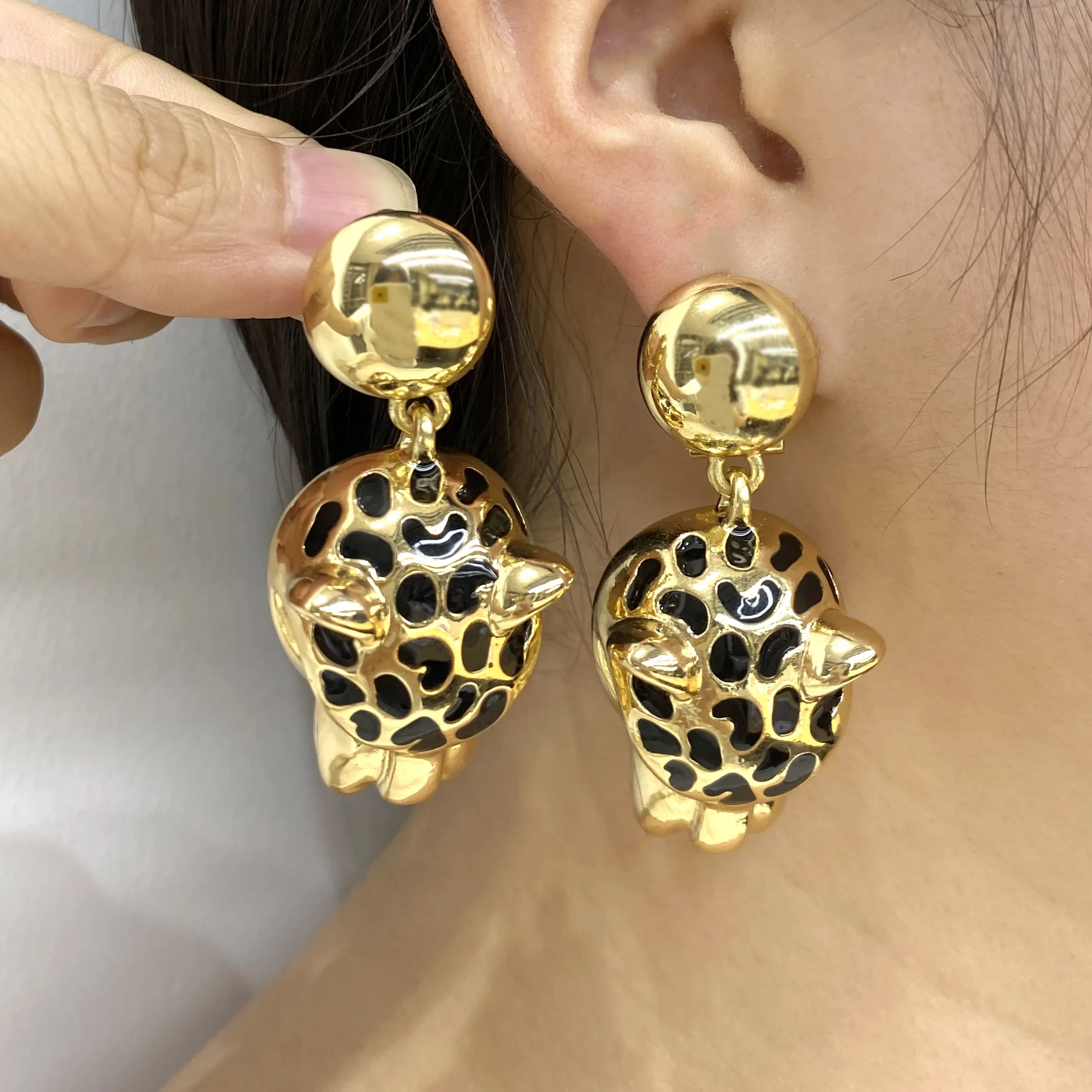 Dubai Bridal Wedding Earrings Necklace Bracelet Ring Set Gold Plated African Brazil Leopard Animal Jewelry Set For Women Gift