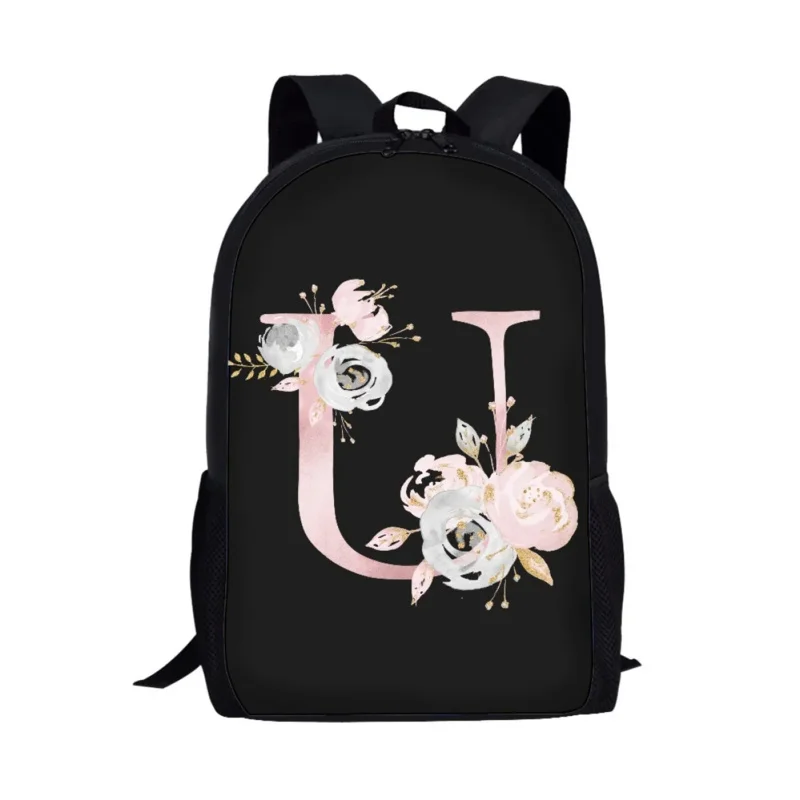 Mochila Art Letter Flower Design, mochila escolar para homens e mulheres, mochilas casuais de viagem para adolescentes para meninas e meninos