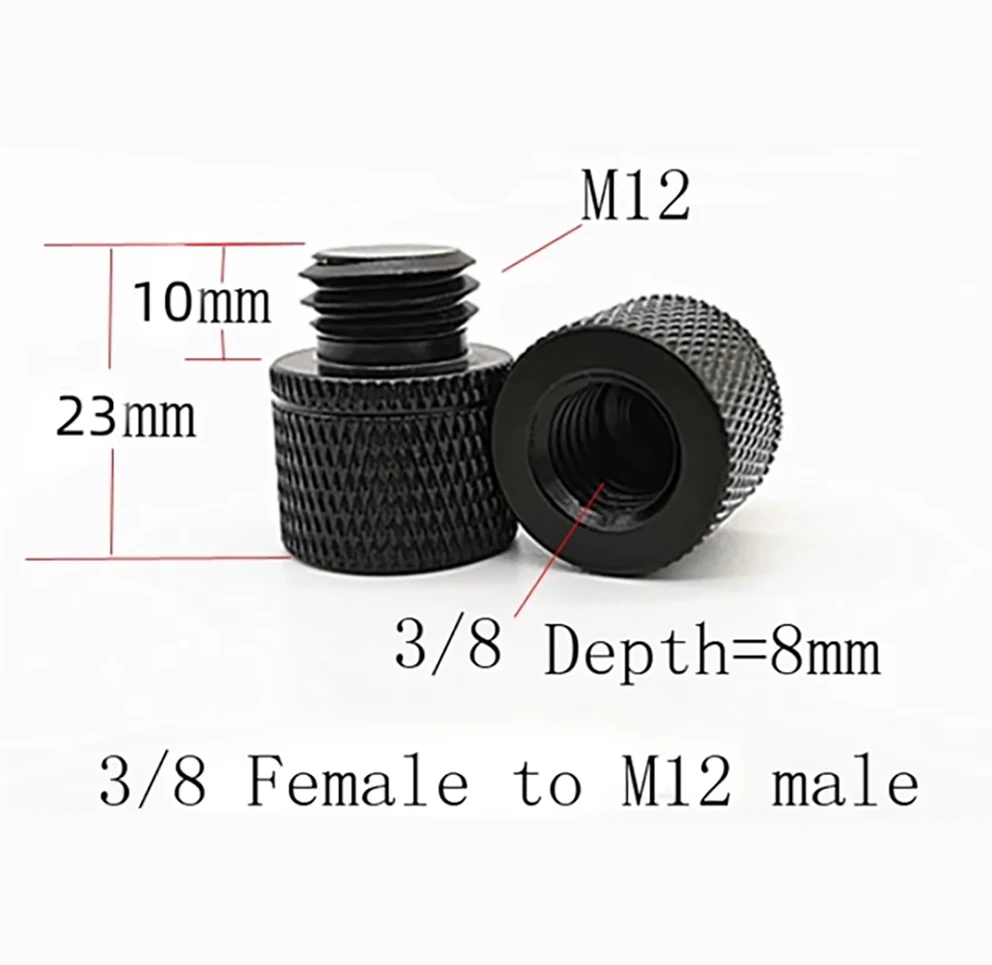 Nuevo 3 en 1 diámetro 15MM longitud 5cm con adaptadores de 1/4 o 3/8 a M12, pieza de montaje de conducto de 1/4 o 3/8 a M12