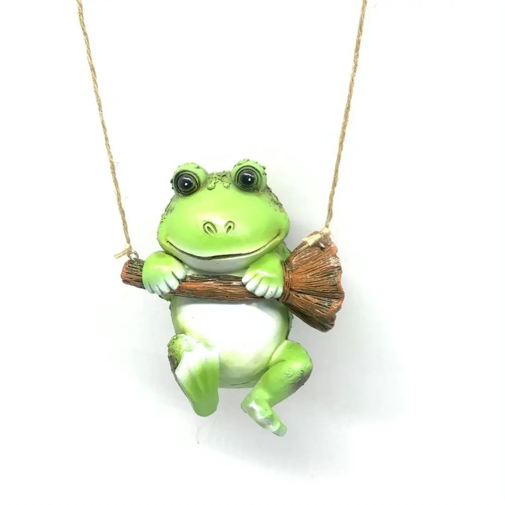 

Fashion Resin Garden Decoration Crafts Ornaments Hanging Swing Frog Sculptures for Garden Outdoors