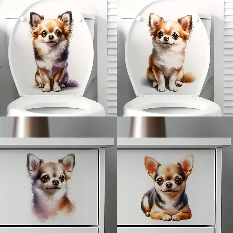 

Chihuahua Toilet Stickers Decoration for Living Room, Wall, Bedroom, and Home Decor Car Decals Self-Adhesive