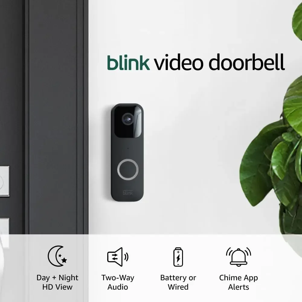 Video Doorbell (newest model), Two-way audio, HD video, motion and chime app alerts and Alexa enabled wired or wire-free (Black)