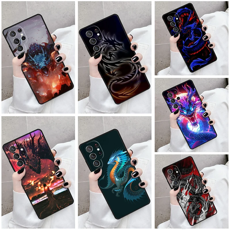 

Чехол для телефона Samsung Galaxy S24 S25 S23 S21fe S22 Ultra Plus Note 10 20, чехол Dragon Cool Art