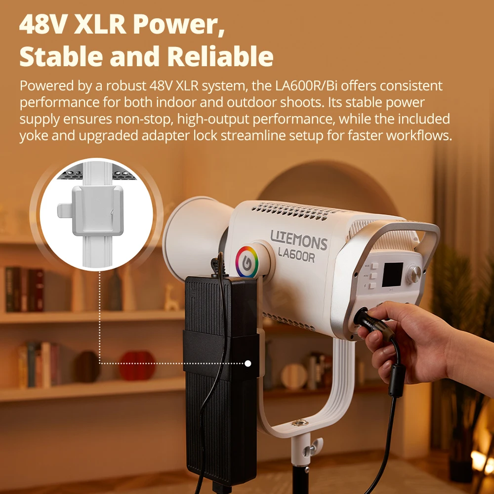 

GODOX LITEMONS LA600R LA600Bi 600W COB Fill Light RGB Full Color LED Video Light Multiple Modes：HSI/RGBW/GEL/FX