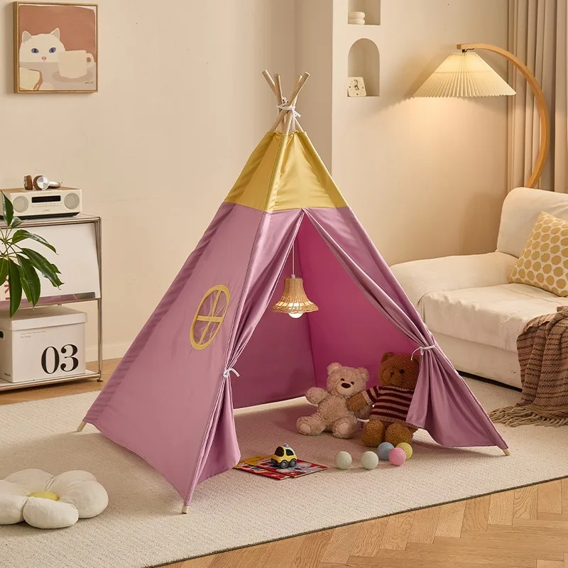 Tienda de campaña para niños de 1,6 M, tipi portátil para interiores y exteriores, tienda triangular lisa para niños y niñas, casa de juegos práctica para niños en casa