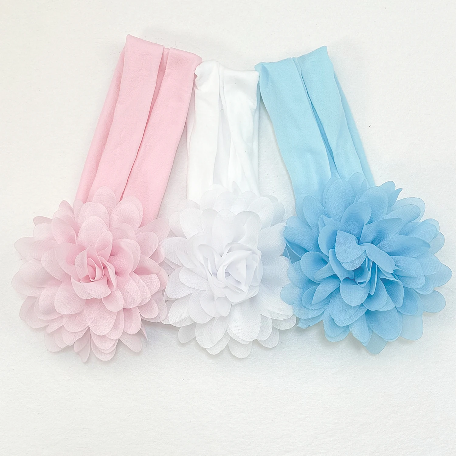 3PCS Chiffon Flower Headbands Elastic Headbands for Baby Newborn Girl Children Turban Infant Flower Headband Hair Accessories