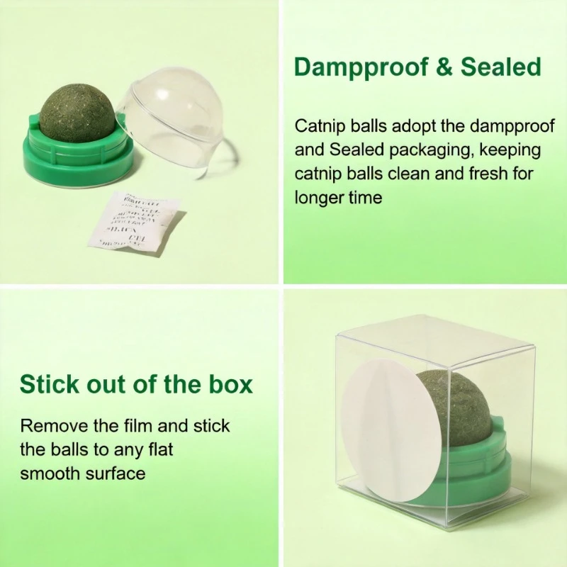 Pet Catnip Ball Cat Catnip Wall Stick-on Ball Toy Healthy Natural Removes Balls to Promote Digestion Cat Grass Snack - view 5