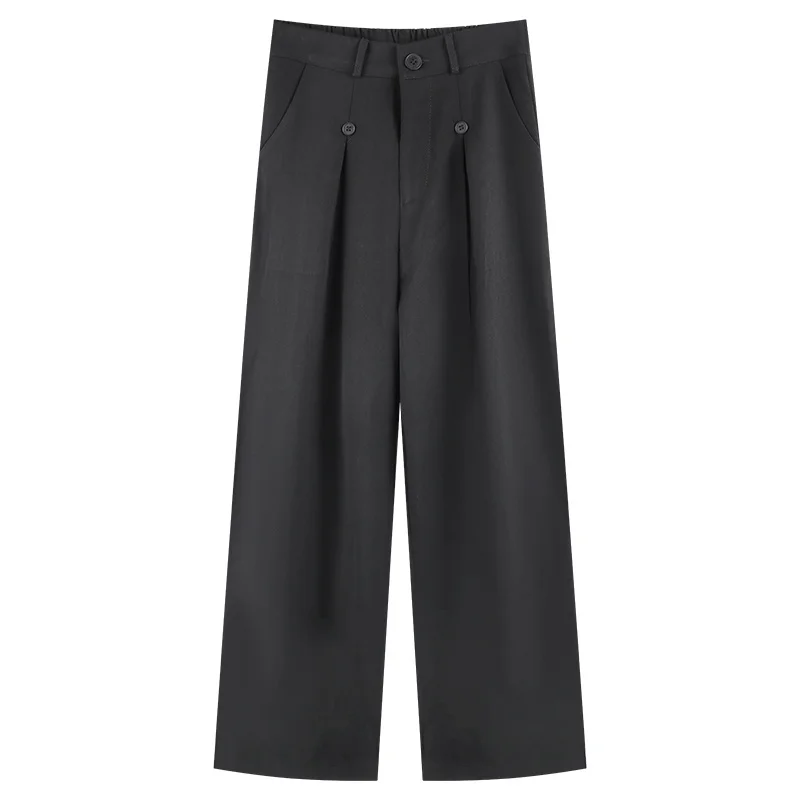 Pantalones informales blancos y negros para mujer, traje de pierna recta de cintura alta, pantalones holgados de pierna ancha, primavera y otoño