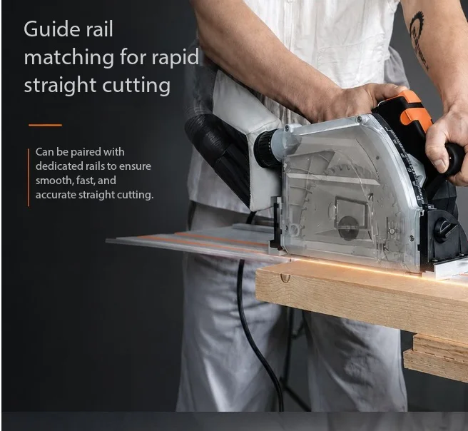 110V SJ-55 Brushless Track Saw 2KW 55mm Depth 6470RPM 6-Speed Plunge Saw for Wood Aluminum Plastic Dust Free with Quick Safety