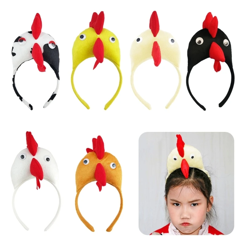 Adult Kids Funny Chicken Rooster Headband Lovely Cartoon Animal Hair Hoop for Easter Festive Party Daily Wear Wide Headpiece