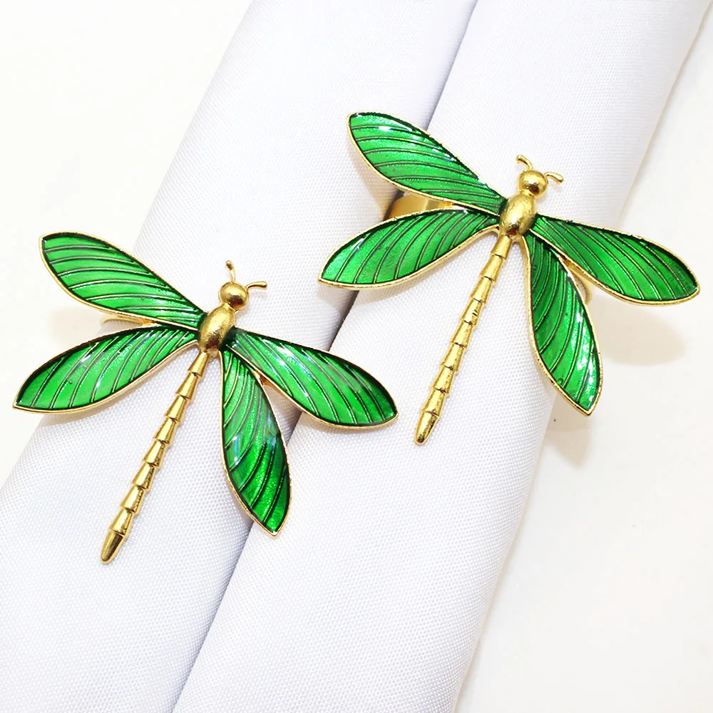 20Pcs Dragonfly Birthday Decorations Cute Dragonfly Napkin Rings Metal Insect Napkin Buckle for Summer Spring Party Table Decor