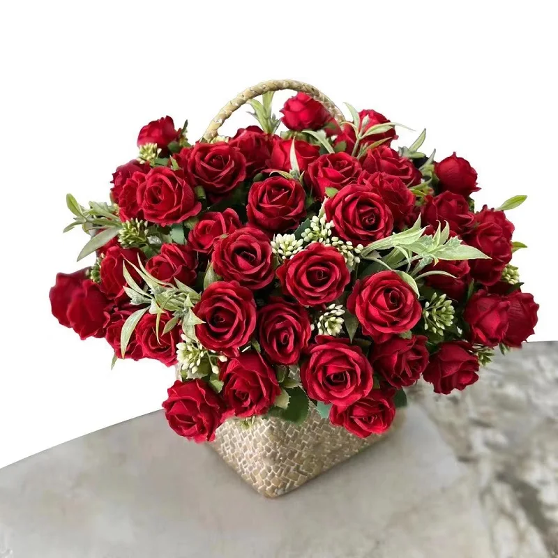 10 Heads Artificial Rose Flowers Bouquet Like Real Wedding Bouquet For Bride Flower Weddings And Events Decoration Home Decors