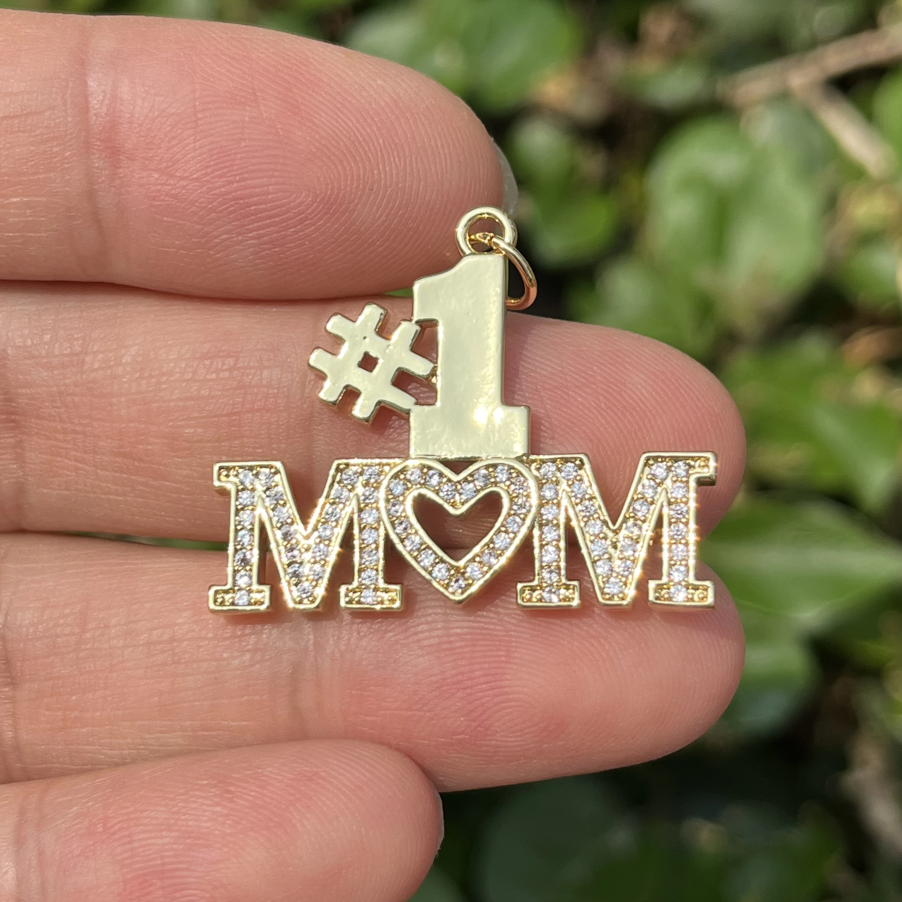 

5pcs Number 1 MoM Charm Mother's Day Pendant Zirconia Pave Jewelry Acessories for Women Bracelets Necklace Handmade 2023 New