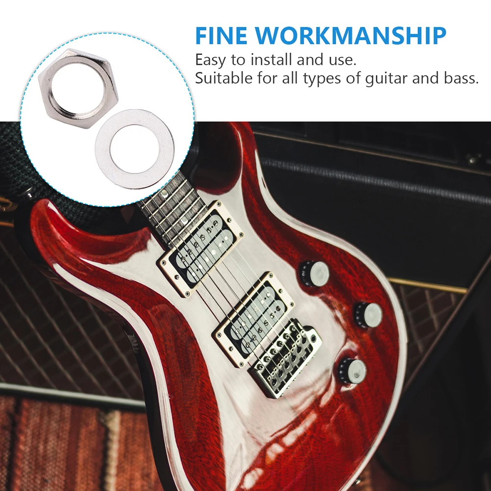 

Durable Stainless Steel Potentiometer Nut Washer Set for Electric Guitars Replacement Guitar Pots Input Output Accessories