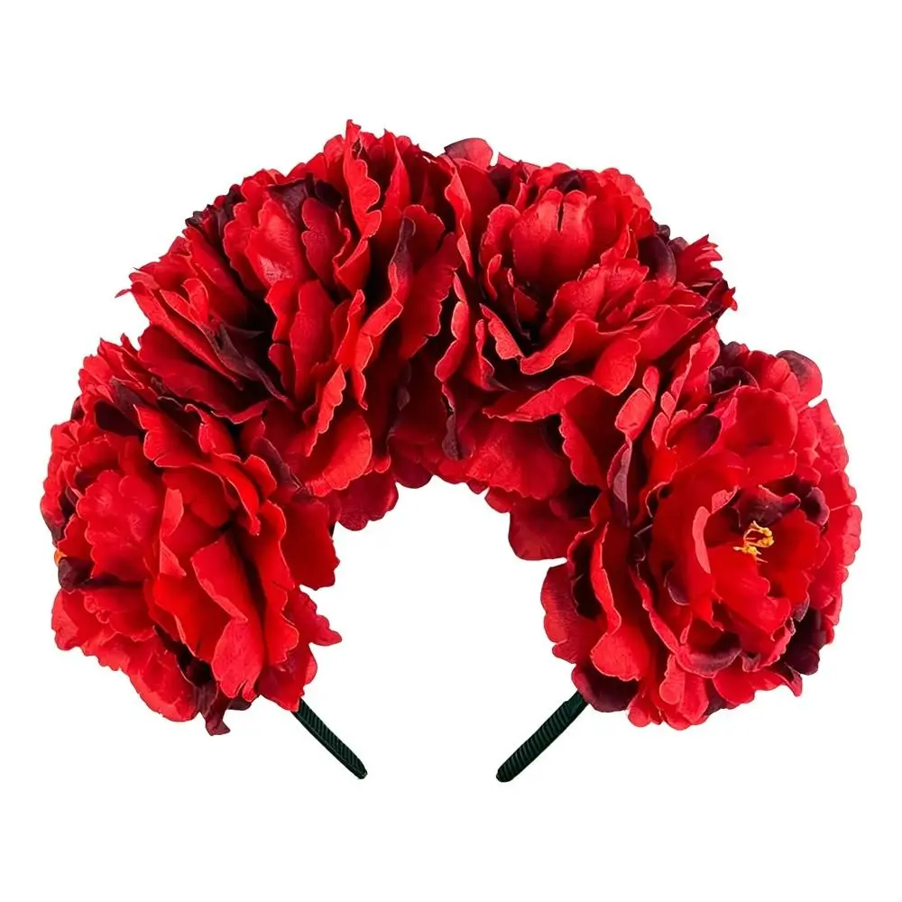 Simulated Flower Floral Garland Headband Gorgeous Design Romantic Style Artificial Flower Crown Elegant Rose Headpiece