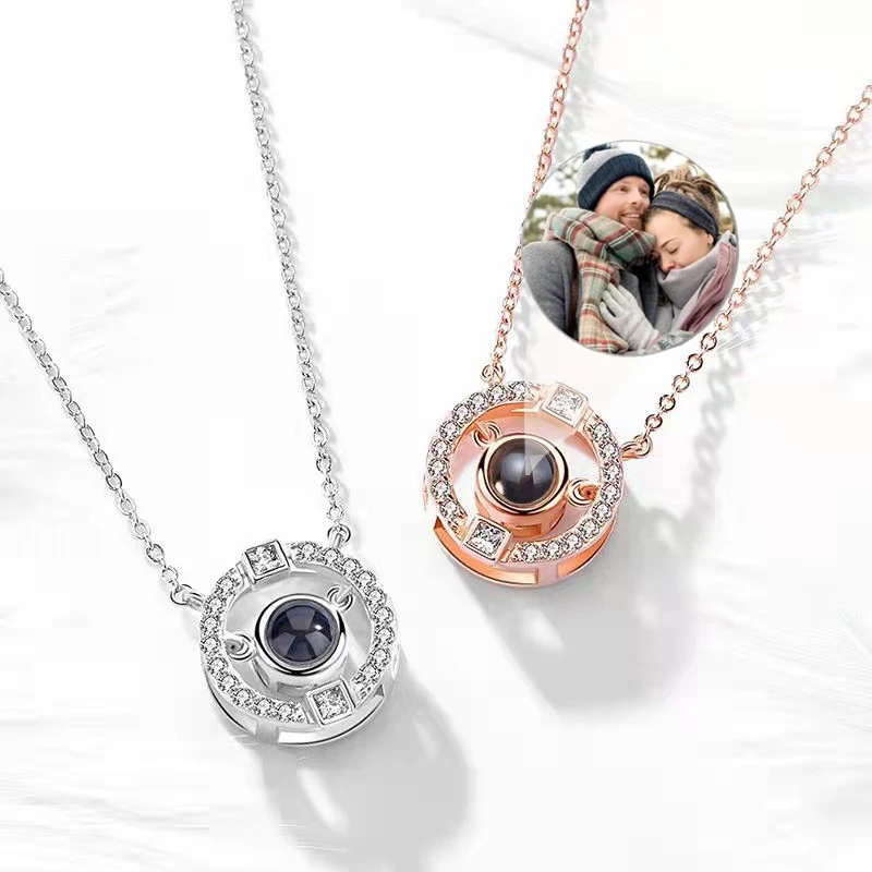 

Custom Projection Necklace Personalized Pendant Necklace Commemorative Gift Valentine's Day Gift Pet Projection Photo Necklace